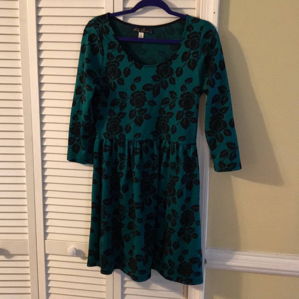 Dark green floral dress